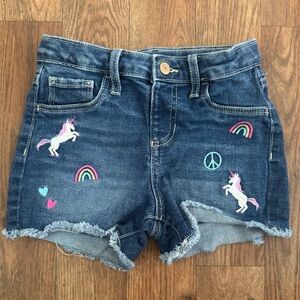 Jumping Beans Embroidered Unicorn Rainbow Denim Kids Girls Shorts Size 6